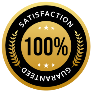 100% satisfaction guaranteed stamp in gold